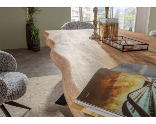 Esstisch mit Platte aus Mangoholz, ca. 100x200 cm - Braun/Schwarz - 2