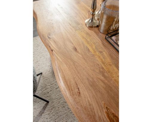 Esstisch mit Platte aus Mangoholz, ca. 100x200 cm - Braun/Schwarz - 4