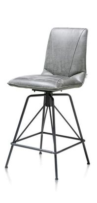 XOOON Mac, Tresenstuhl - Gestell off black Rocky + Handgriff Catania schwarz - Grau, Weiss - 2