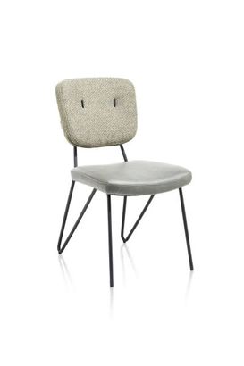 XOOON June, Stuhl - Gestell off black + Taschenfederkern - Kombi Stoff Pala (Sitz) und Stoff Cleo (Stuhlle - Gruen, Gruen - 2