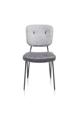 XOOON June, Stuhl - Gestell off black + Taschenfederkern - Kombi Stoff Pala (Sitz) und Stoff Cleo (Stuhlle - Schwarz/ Anthrazit, Grau, Weiss - 1