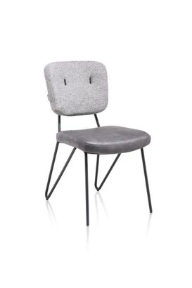 XOOON June, Stuhl - Gestell off black + Taschenfederkern - Kombi Stoff Pala (Sitz) und Stoff Cleo (Stuhlle - Schwarz/ Anthrazit, Grau, Weiss - 2