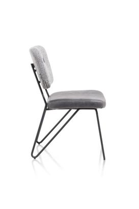 XOOON June, Stuhl - Gestell off black + Taschenfederkern - Kombi Stoff Pala (Sitz) und Stoff Cleo (Stuhlle - Schwarz/ Anthrazit, Grau, Weiss - 3