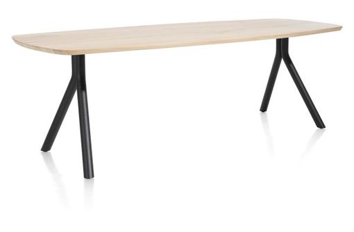 XOOON Arvada, Tisch 220 x 110 cm. - ovale - Fusse an der seite - Beige, Braun - 2