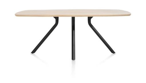 XOOON Arvada, Tisch 160 x 100 cm. - ovale - zentralem Fuß kurz - Beige, Braun - 1