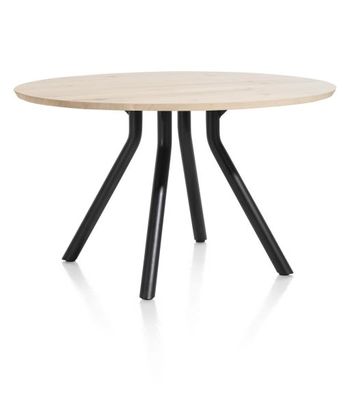 XOOON Arvada, Tisch 125 cm. - rund - zentralem Fuß kurz - Beige, Braun - 2