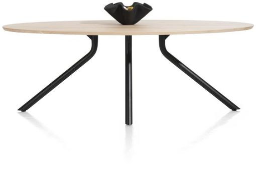 XOOON Arvada, Tisch 220 x 110 cm. - Ellipse - zentralem Fuß lang - Beige, Braun - 1
