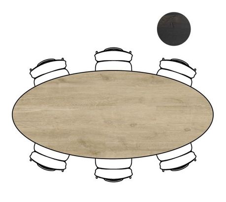 XOOON Arvada, Tisch 250 x 110 cm. - Ellipse - zentralem Fuß lang - Beige, Braun - 7