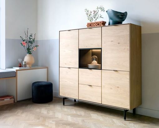 XOOON Elements, Highboard 90 cm. - 2-Türen + 1-Lade + 2-Nischen + Led -  - 11