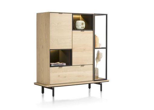XOOON Elements, Highboard 90 cm. - 2-Türen + 1-Lade + 2-Nischen + Led -  - 6