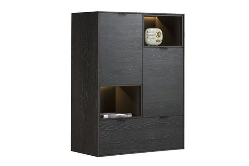 XOOON Elements, Highboard 90 cm. - 2-Türen + 1-Lade + 2-Nischen + Led -  - 2