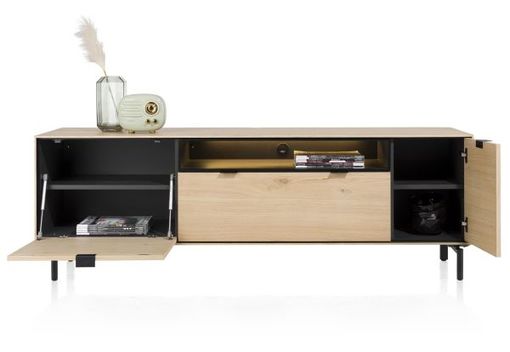 XOOON Elements, Lowboard 180 cm - zum aufhängen + 1-Tür + 1-Lade + Klappe + 1-Nische + Led inkl Metallfüße -  - 3