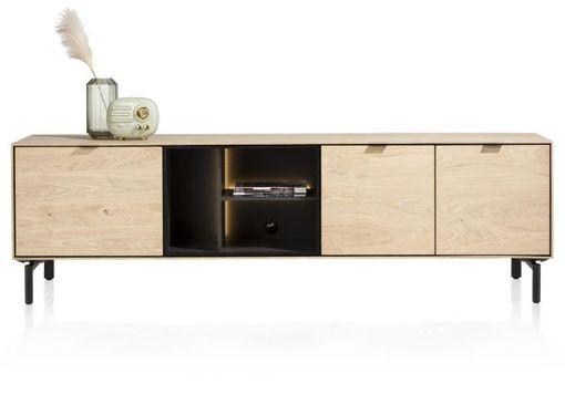 XOOON Elements, Lowboard 210 cm. - zum aufhängen + 2-Türen + Klappe + 3-Nischen + Led inkl Metallfüße -  - 1