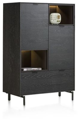 XOOON Elements, Highboard 90 cm. - 2-Türen + 1-Lade + 2-Nischen + Led inkl. Metallfüße -  - 2