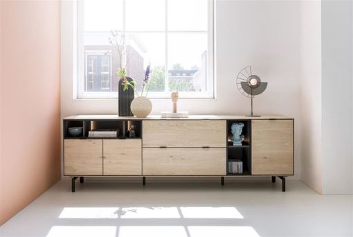 XOOON Elements, Highboard 90 cm. - 2-Türen + 1-Lade + 2-Nischen + Led inkl. Metallfüße -  - 5