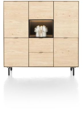 XOOON Elements, Highboard 150 cm - 5-Türen + 2-Laden + 1-Nische + Led inkl. Metallfüße -  - 1
