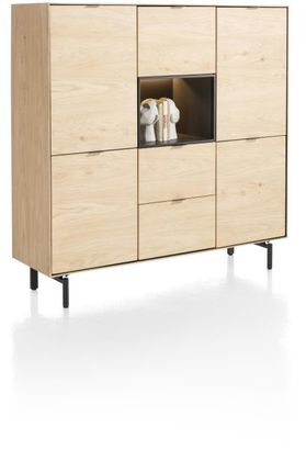 XOOON Elements, Highboard 150 cm - 5-Türen + 2-Laden + 1-Nische + Led inkl. Metallfüße -  - 2