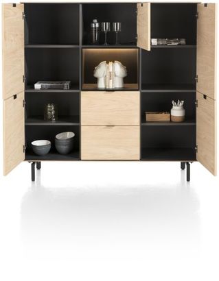 XOOON Elements, Highboard 150 cm - 5-Türen + 2-Laden + 1-Nische + Led inkl. Metallfüße -  - 3
