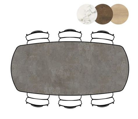 XOOON Masura, Tresentisch ovale - 240 x 110 cm - (Hoehe 92 cm) - Schwarz, Grau - 2