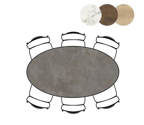 XOOON Masura, Tresentisch Ellipse - 180 x 100 cm (Hoehe 92 cm) - Schwarz, Grau - 3