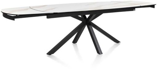 XOOON Montello, Ausziehtisch 200 x 100 cm. (+ 2 x 50) -  zentralem Fuss - Keramikplatte - Beige, Weiß - 1