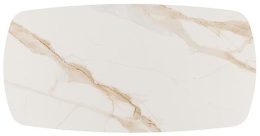 XOOON Montello, Ausziehtisch 200 x 100 cm. (+ 2 x 50) -  zentralem Fuss - Keramikplatte - Beige, Weiß - 2