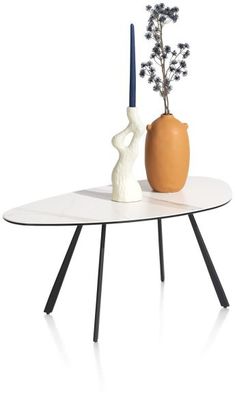 XOOON Montello, Couchtisch 94 x 49 cm. - hoehe 42 cm. - Keramikplatte - Beige, Weiß - 2