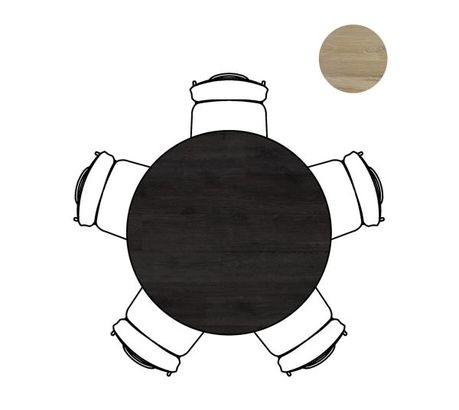 XOOON Arvada, Tresentisch 125 cm. - rund - Zentralfuss kurz - Schwarz - 4