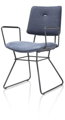 XOOON Otis, Armlehnstuhl - schwarzer Rahmen - Kombi Vito / Nubucco mit Biese Nubucco - Blau, Blau - 2