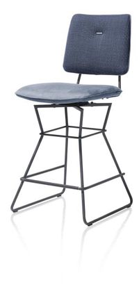 XOOON Otis, Tresenstuhl drehbar - schwarzer Rahmen - Kombi Vito / Nubucco mit Biese Nubucco - Blau, Blau - 2