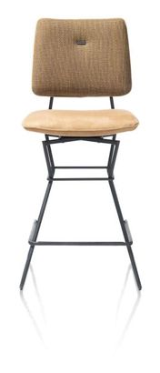 XOOON Otis, Tresenstuhl drehbar - schwarzer Rahmen - Kombi Vito / Nubucco mit Biese Nubucco - Braun, Braun, Orange, Taupe - 1