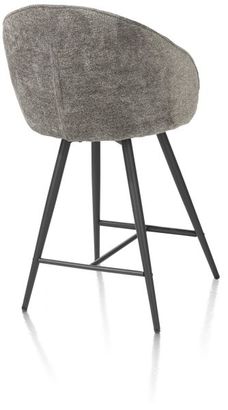 XOOON Owen, Tresenstuhl - 4-Füße - drehbar - Stoff Calabria / Enzo - Schwarz/ Anthrazit, Grau - 4