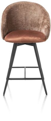 XOOON Owen, Tresenstuhl - 4-Füße - drehbar - Stoff Calabria / Enzo - Braun, Rot - 1