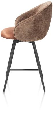 XOOON Owen, Tresenstuhl - 4-Füße - drehbar - Stoff Calabria / Enzo - Braun, Rot - 3