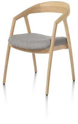 XOOON Dante, Armlehnstuhl - Eiche naturell mit Sitz in Stoff Brioni - Leber - 2