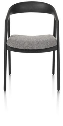 XOOON Dante, Armlehnstuhl - Eiche anthrazit mit Sitz in Stoff Brioni - Leber - 1