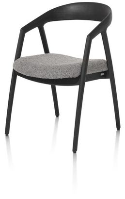 XOOON Dante, Armlehnstuhl - Eiche anthrazit mit Sitz in Stoff Brioni - Leber - 2