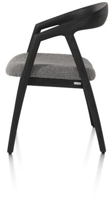 XOOON Dante, Armlehnstuhl - Eiche anthrazit mit Sitz in Stoff Brioni - Leber - 4