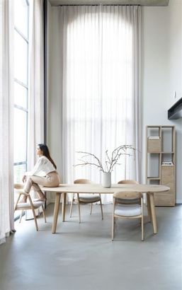 XOOON Dante, Armlehnstuhl - Eiche anthrazit mit Sitz in Stoff Brioni - Leber - 9