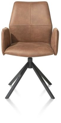 XOOON Franky, Armlehnstuhl - drehbar - Handgriff - Taschenfederkern - Taurus - Braun, Orange - 1