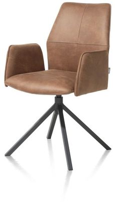 XOOON Franky, Armlehnstuhl - drehbar - Handgriff - Taschenfederkern - Taurus - Braun, Orange - 2