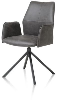 XOOON Franky, Armlehnstuhl - drehbar - Handgriff - Taschenfederkern - Taurus - Schwarz/ Anthrazit, Braun - 2