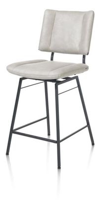 XOOON Tatum, Tresenstuhl - drehbar - Fuesse schwarz - Stoff Pala - Grau, Weiss - 2