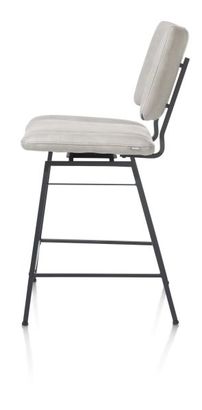 XOOON Tatum, Tresenstuhl - drehbar - Fuesse schwarz - Stoff Pala - Grau, Weiss - 4