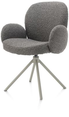 XOOON Jaxon, Armlehnstuhl - Gestell Silk Grey - drehbar - Stoff Brioni - Leber - 2