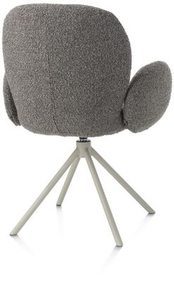 XOOON Jaxon, Armlehnstuhl - Gestell Silk Grey - drehbar - Stoff Brioni - Leber - 3