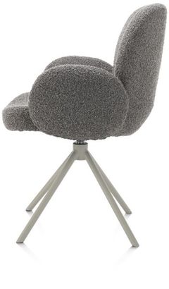 XOOON Jaxon, Armlehnstuhl - Gestell Silk Grey - drehbar - Stoff Brioni - Leber - 4