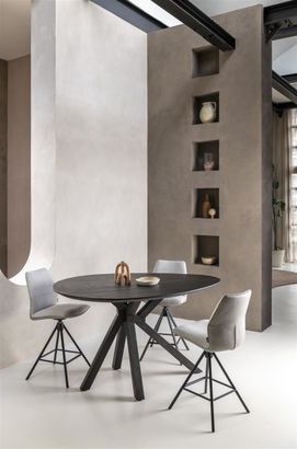 XOOON Franky, Tresenstuhl - drehbar - Vorseite Toba kiesel / Rückseite Pala hell grau - Grau, Grau, Taupe, Weiss - 6