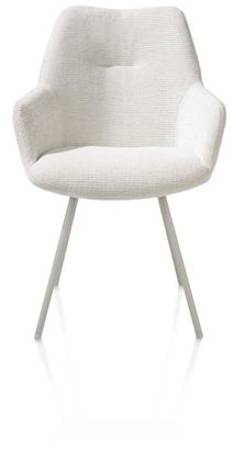 XOOON Odin, Armlehnstuhl - Metall Gestell RAL 7044 - silk grey - Stoff Vada Ivoor - Elfenbein - 1