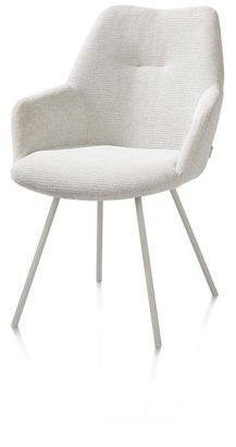 XOOON Odin, Armlehnstuhl - Metall Gestell RAL 7044 - silk grey - Stoff Vada Ivoor - Elfenbein - 2